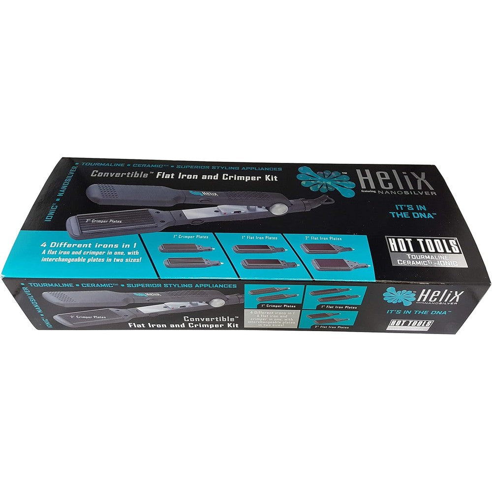 Hot Tools Helix 2177 Convertible Flat Iron and Crimper Kit front view showing interchangeable styling plates.
