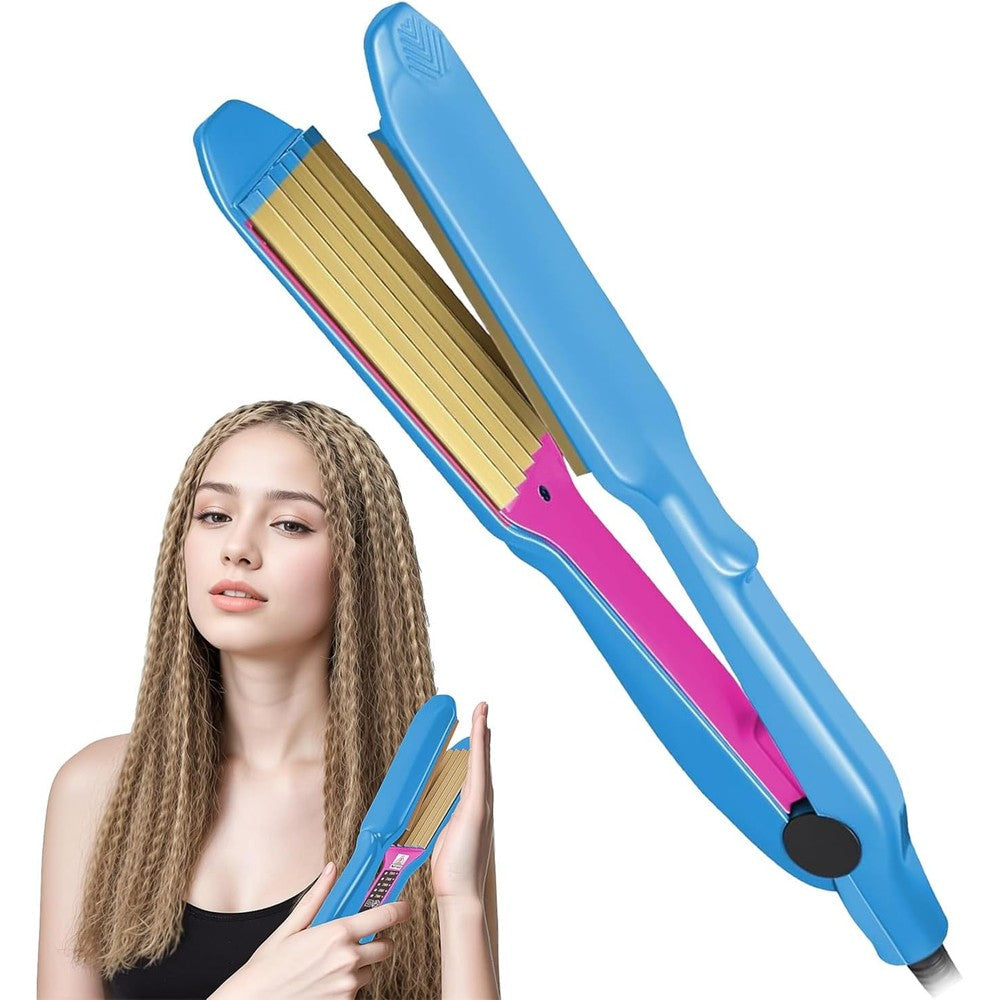 HOVCEH professional hair crimping iron front view showcasing the wide ceramic corrugation plates.