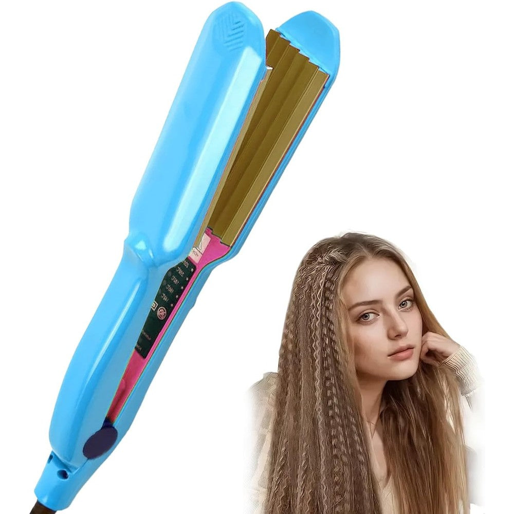 Rppiup Hair Waver Crimper front view showcasing the ceramic corrugated plates for volumizing hair.