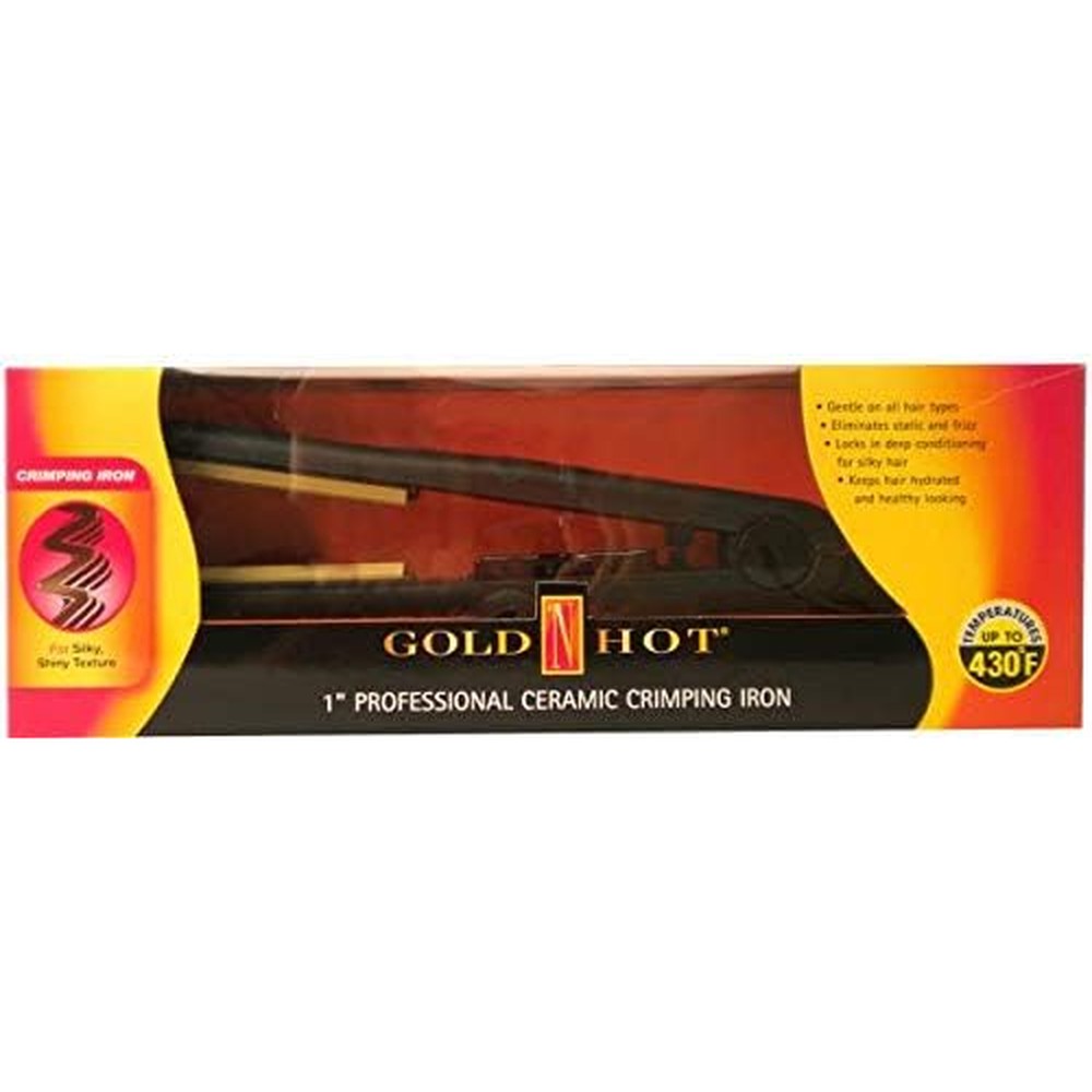 Gold N Hot professional ceramic crimping iron front view for salon hair volumizing