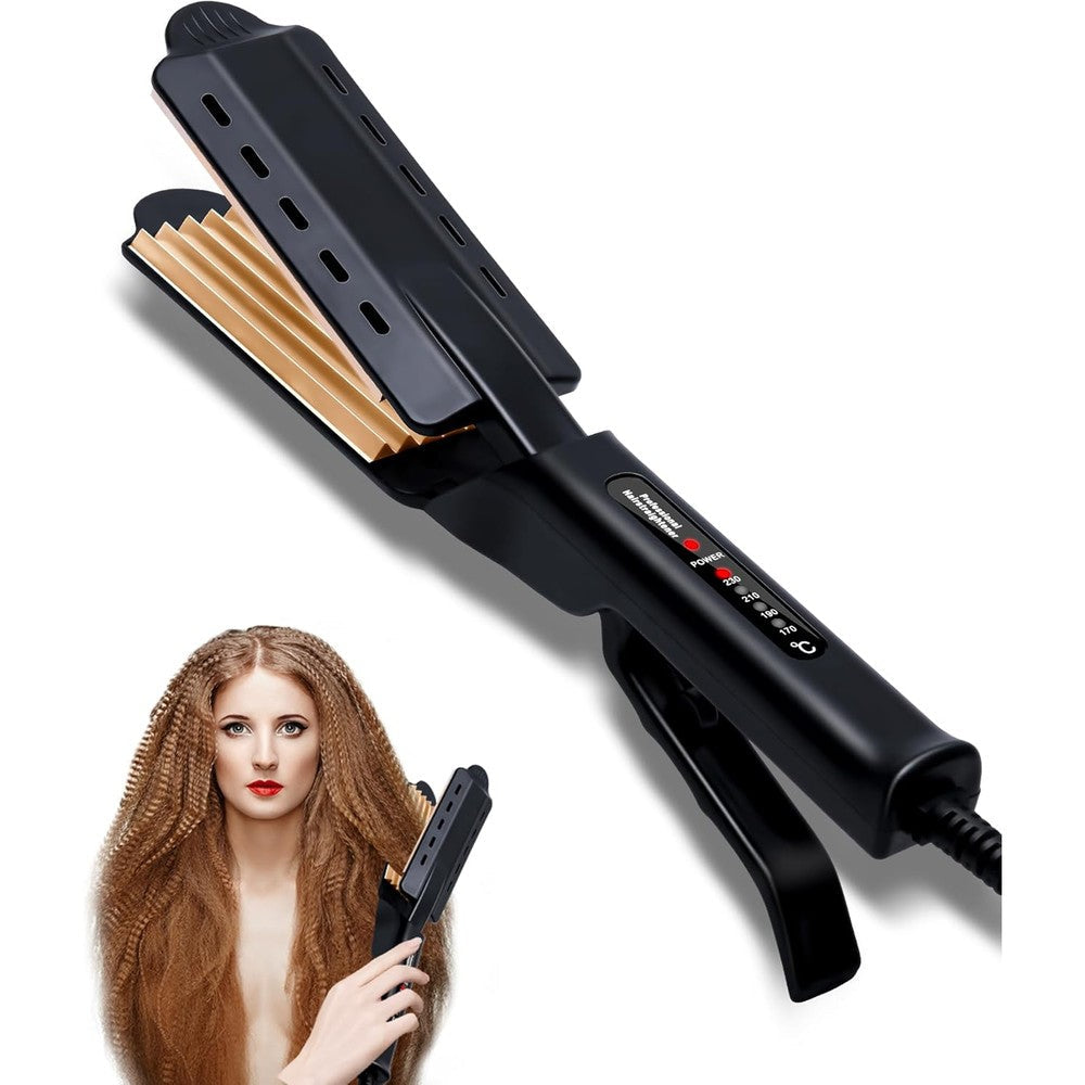 OKWRAP PTC Ceramic Hair Crimper front view showcasing the zigzag titanium ceramic plates for professional hair volumizing.