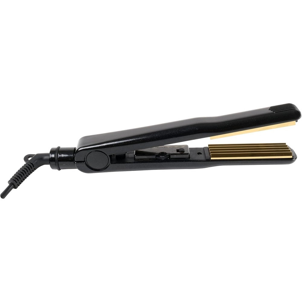 Aria Beauty Titanium Texturing Crimper front view showcasing the black finish and one inch plates