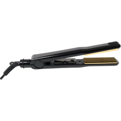 Aria Beauty Titanium Texturing Crimper front view showcasing the black finish and one inch plates