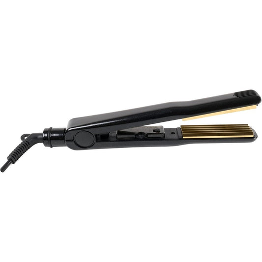 Aria Beauty Titanium Texturing Crimper front view showcasing the black finish and one inch plates