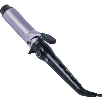 Remington Anti-Static Ceramic Curling Iron front view displaying the one point five inch barrel and built-in clip.