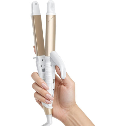 FURIDEN Lite Europe Travel Curling Iron Mini front view showing gold ceramic barrel