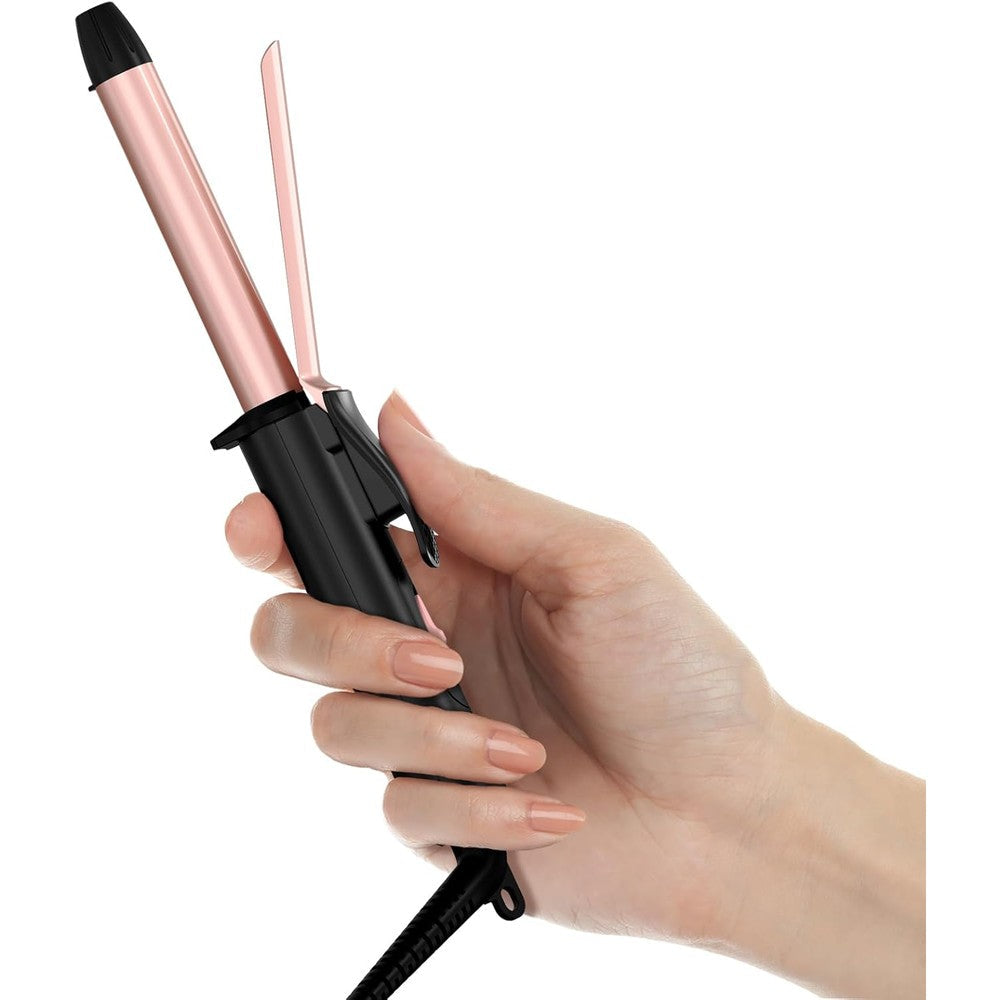FARERY travel size mini curling iron front view showing the half inch barrel