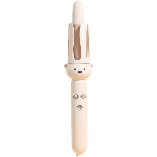 O-CONN PretiHom automatic rotating hair curler front view white ceramic barrel