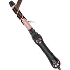 Lanvier automatic rotating curling iron front view showing rose gold barrel