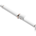 T3 SinglePass Curl X Extra-Long Barrel Ceramic Curling Iron front view showing premium white and rose gold design