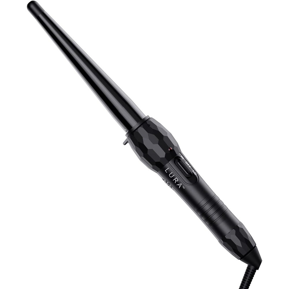Lura ceramic tourmaline curling wand front view for hair styling
