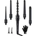 Ohuhu 5 in 1 Curling Iron Wand Set with interchangeable barrels front view