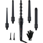 Ohuhu 5 in 1 Curling Iron Wand Set with interchangeable barrels front view