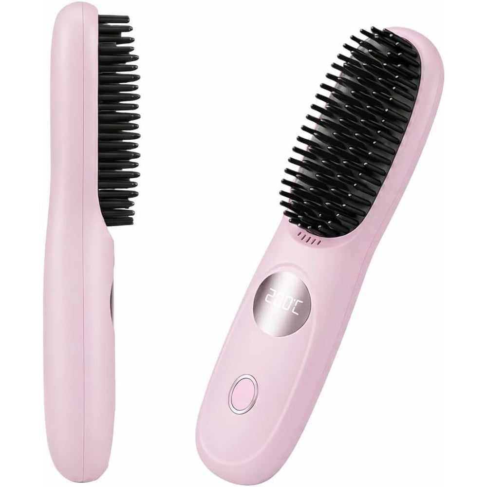 Hajifgh Go Brush Pro 2026 cordless hair straightener brush front view