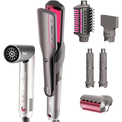 Shark Flex Fusion Hair Straightener and Dryer front view metallic mist finish