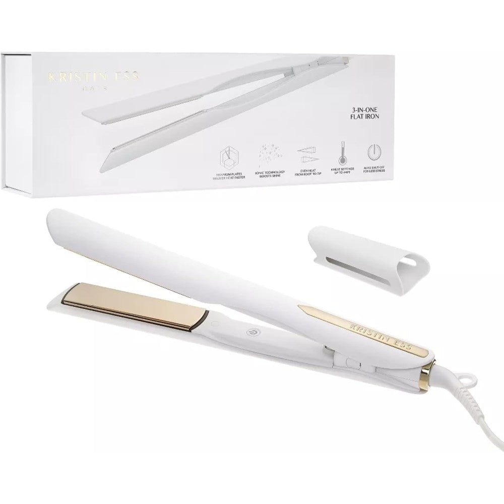 Kristin Ess 3-in-One Professional Titanium Hair Straightener with sleek white finish