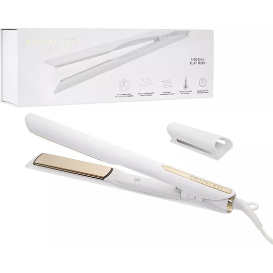 Kristin Ess 3-in-One Professional Titanium Hair Straightener with sleek white finish