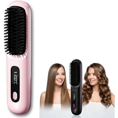 Santvolo Go Brush Pro cordless hair straightener pink front view
