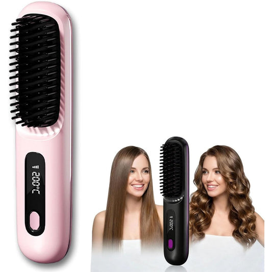 Santvolo Go Brush Pro cordless hair straightener pink front view