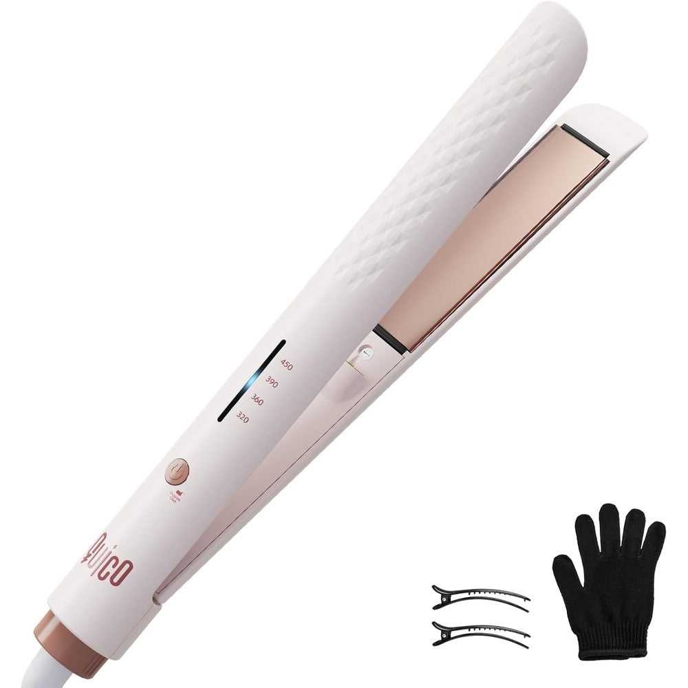 Quico hair straightener front view pink flat iron