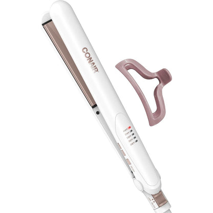 Conair Double Ceramic Flat Iron 1 Inch White front view
