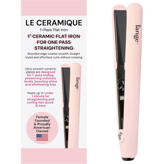 L'Ange Hair Le Ceramique 1-Pass Flat Iron in blush pink