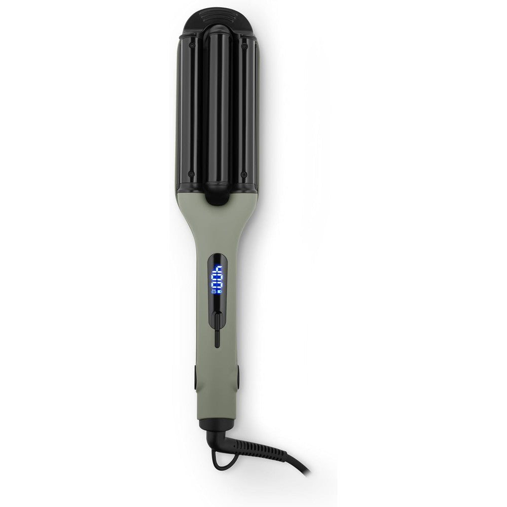 StyleCraft Sage Ceramic 2-in-1 Retractable Bristle Brush front view showing sage green handle