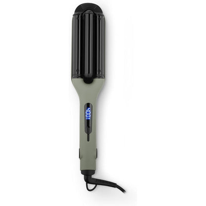 StyleCraft Sage Ceramic 2-in-1 Retractable Bristle Brush front view showing sage green handle