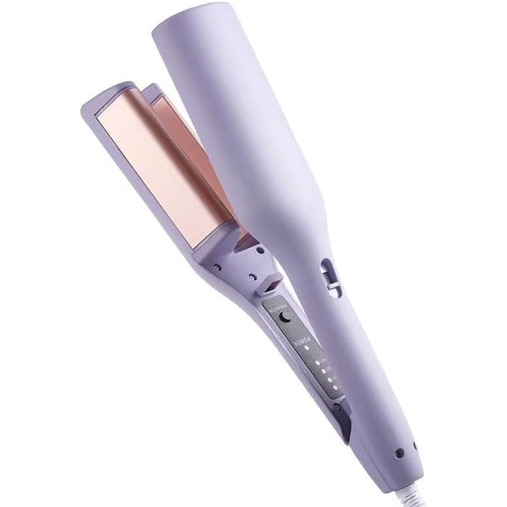 Sharnga Ionic Ceramic Two Barrel Wave Curling Iron front view showing lavender styling barrels