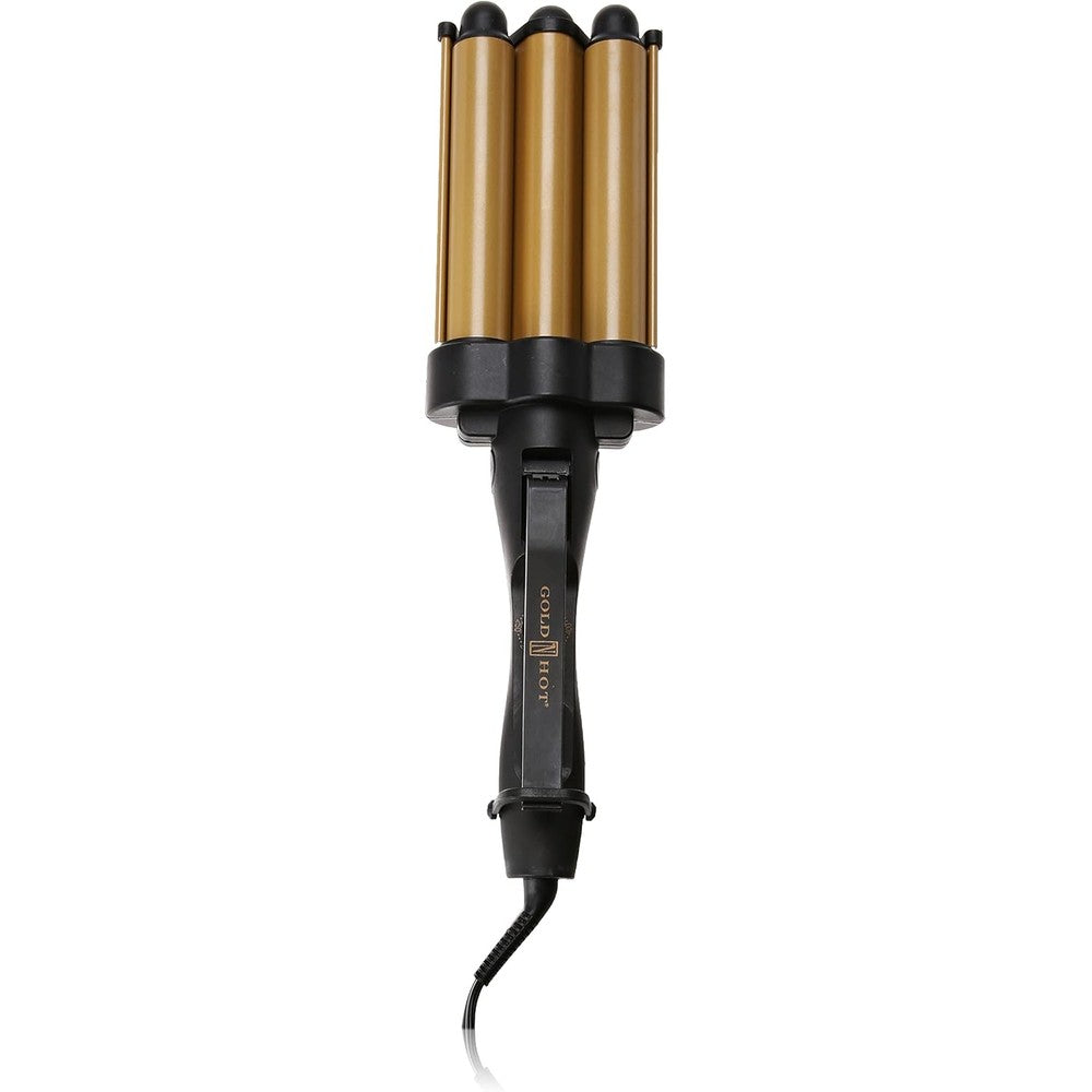 Gold N' Hot GH3011 Jumbo Ceramic Triple Barrel Waver front view professional hair styling tool