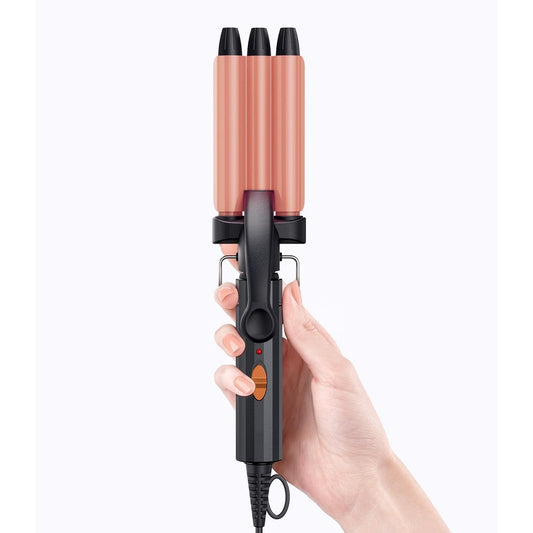 CIVEYA mini crimper hair tool front view showing the rosegold half inch three barrel design