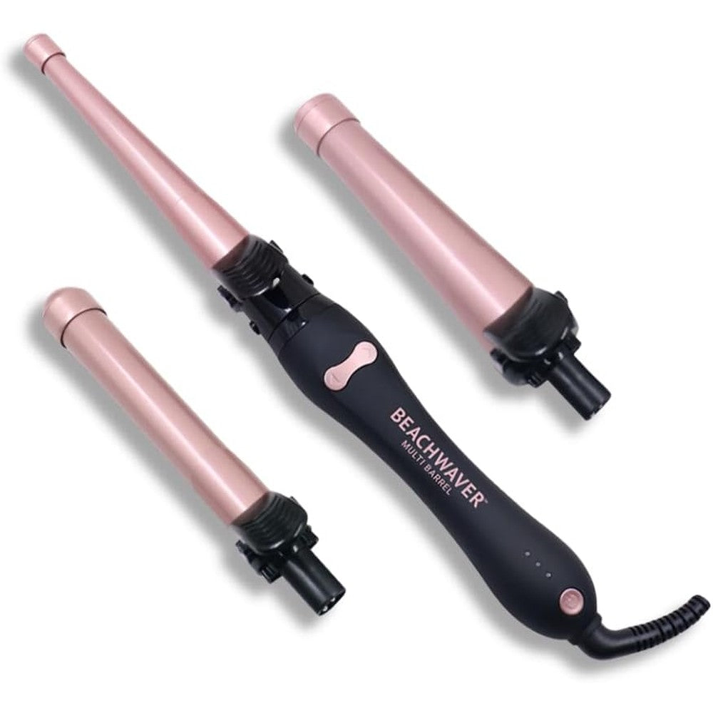 The Beachwaver Co Multi Barrel Beachwaver Classic Catwalk rotating curling iron front view showcasing interchangeable ceramic barrels