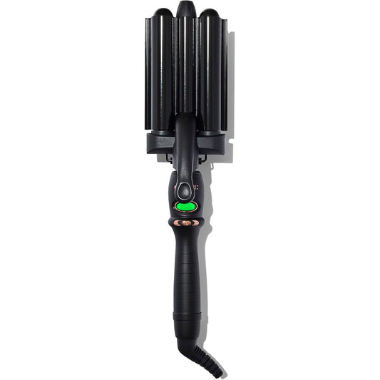 Amika High Tide Jumbo Deep Waver front view showing the three tourmaline ceramic barrels