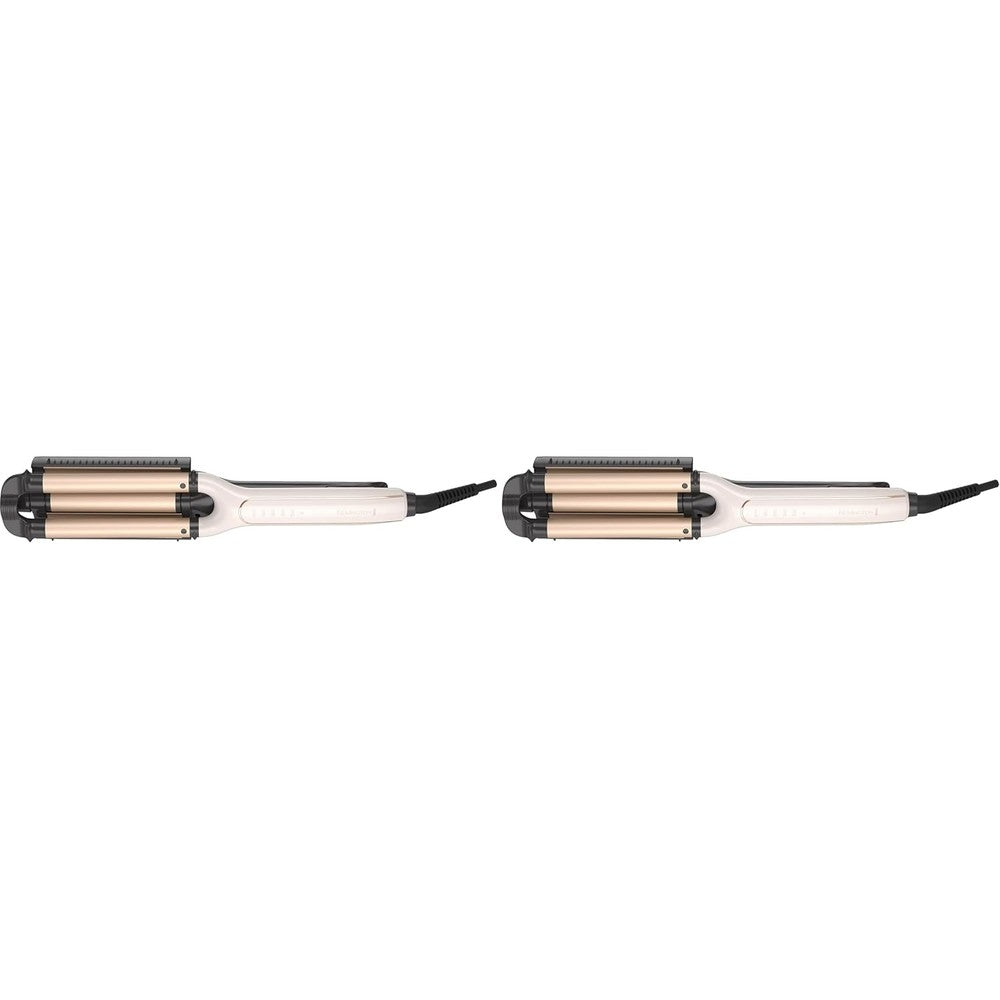 Remington 4 in 1 Adjustable Hair Waver front view showcasing the cream color design.