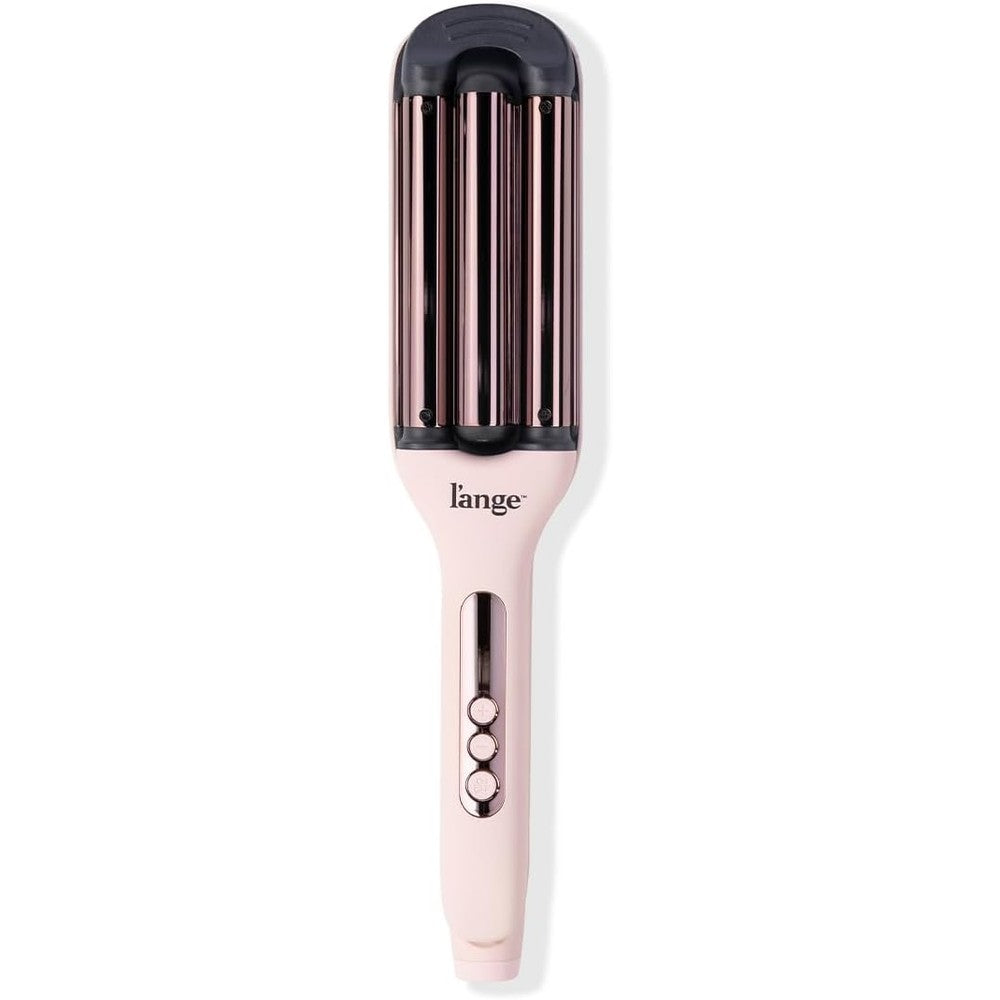 L'ANGE Hair Le Vogue Titanium Deep Waver Blush front view showcasing the three rose gold barrels.
