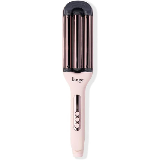 L'ANGE Hair Le Vogue Titanium Deep Waver Blush front view showcasing the three rose gold barrels.