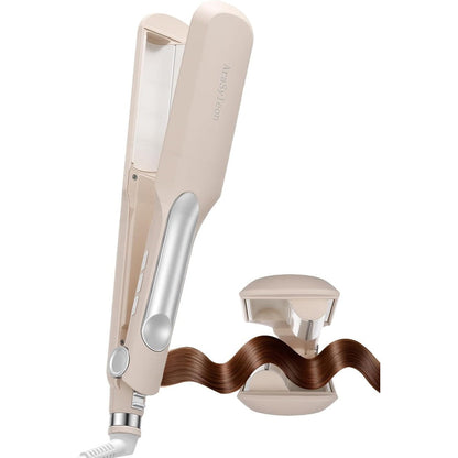 AraSyleon hair crimper waver in blush pink front view showcasing the ceramic triple barrel design.