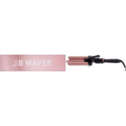 The Beachwaver Co 3B Waver front view displaying triple rose gold ceramic barrels and midnight rose handle.