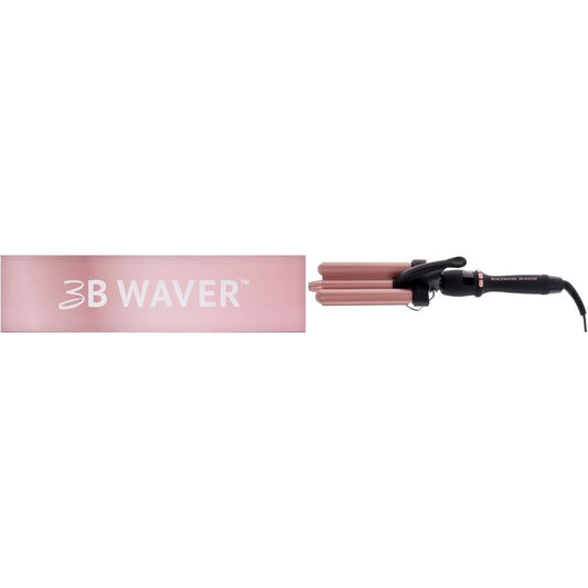 The Beachwaver Co 3B Waver front view displaying triple rose gold ceramic barrels and midnight rose handle.