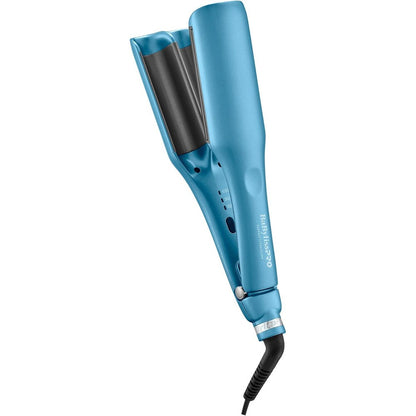BaBylissPRO Nano Titanium Compact Ionic Deep Waver front view showing blue plates