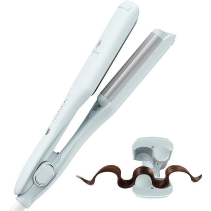 MiroPure Waves Curling Wand 1 inch front view showing the blue ceramic barrels and digital display screen.