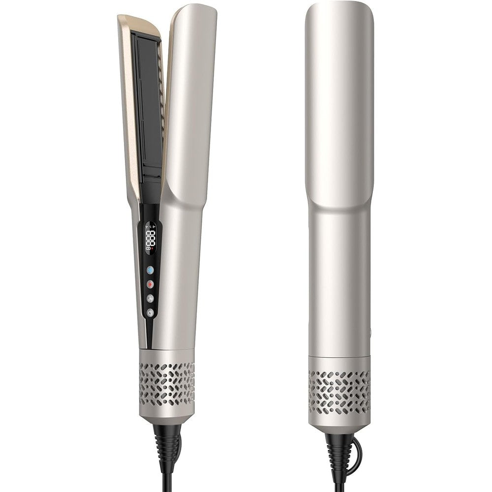 SUPGALIY 2 in 1 wet to dry hair dryer and straightener front view premium gold styler