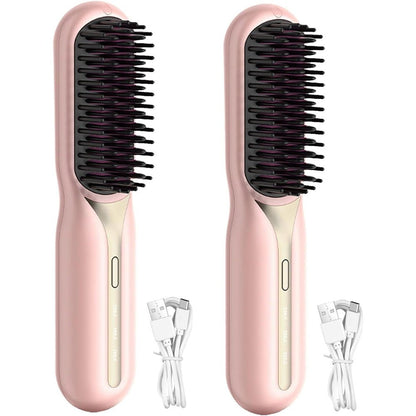 Bewinner cordless hair straightener comb front view showing sleek portable design for travel styling.