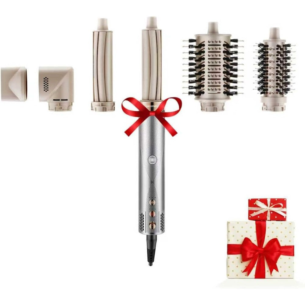 Lecomely AirEdge A3 Hot Air Styler Wrap front view showcasing the sleek silver main handle.