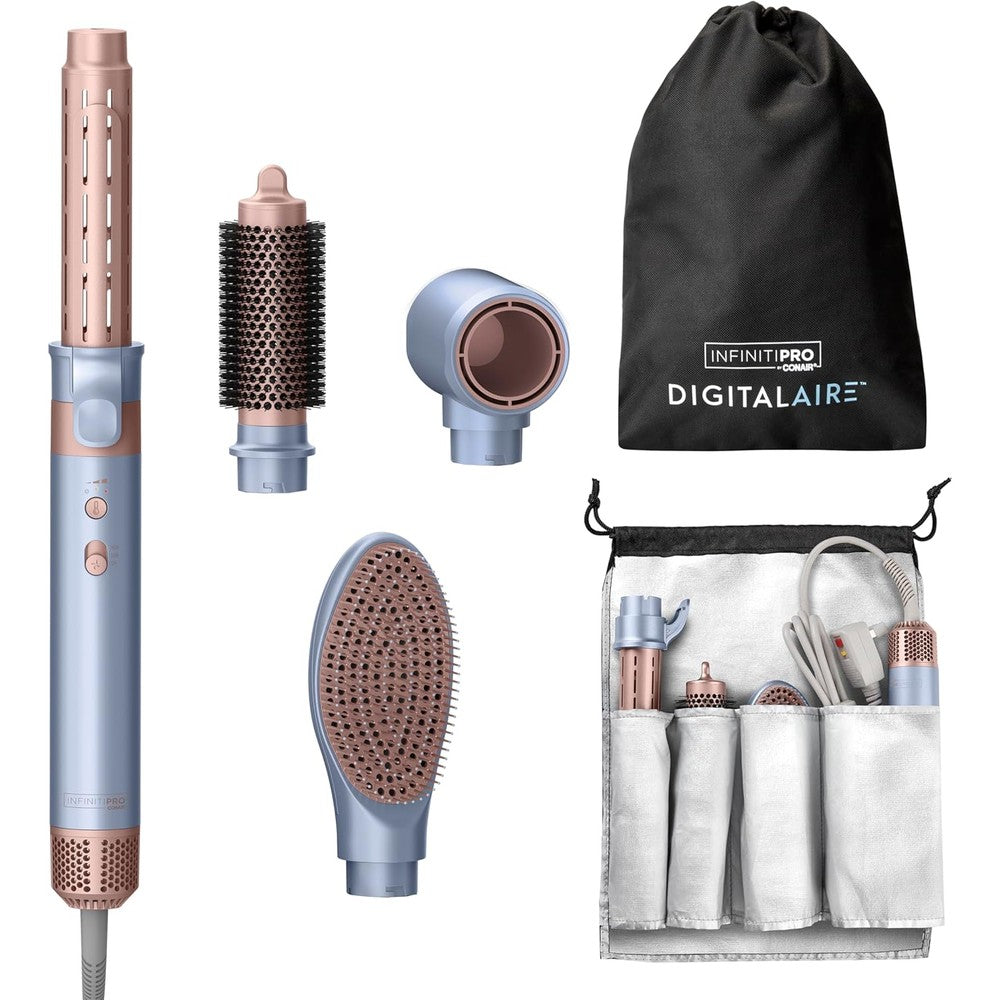 Conair InfinitiPRO DigitalAIRE Multi Styler front view showing the light blue body and premium finish.