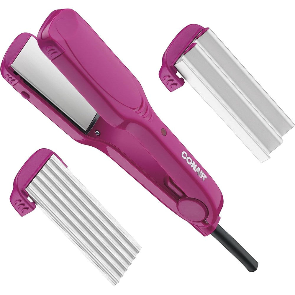 Conair 3 in 1 straight waves specialty styler front view showing the sleek white exterior