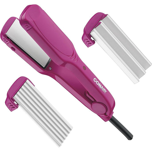 Conair 3 in 1 straight waves specialty styler front view showing the sleek white exterior