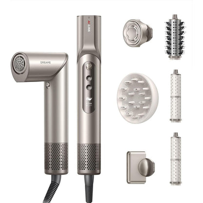 Dreame Dazzle Hair Styler and Dryer front view showcasing the sand gold finish and premium design.