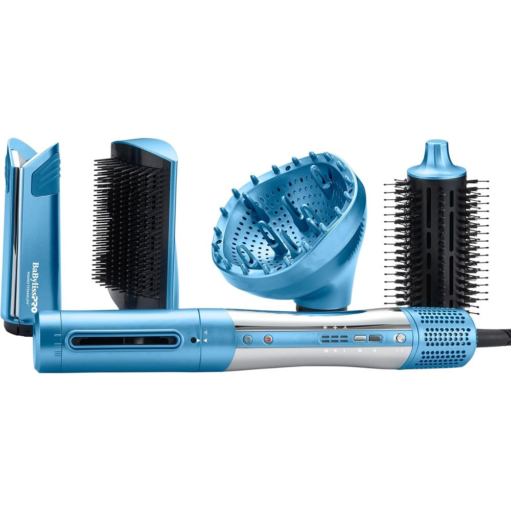 BaBylissPRO StyleSwitch Ionic Multi Styler front view showing the main blue wand styling tool