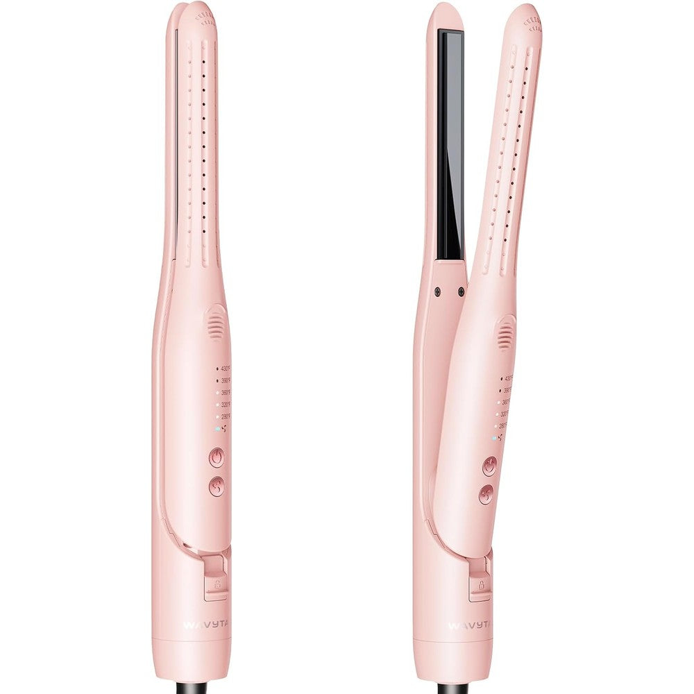 Wavytalk Cool Curl Pencil Pink front view showing the ultra slim ceramic barrel